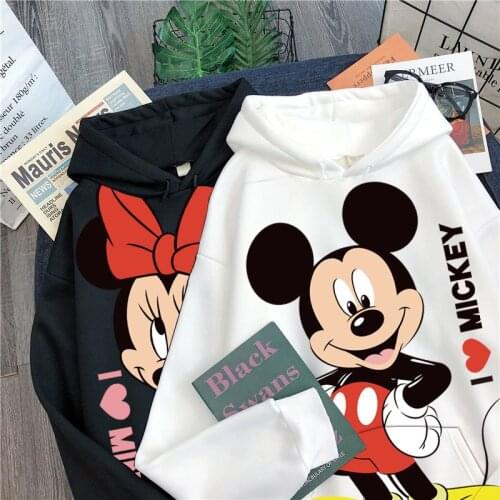 Disney Hoodie Mickey Minnie Mouse Sweatshirt Cartoon Top Long Sleeve Pocket Sweatshirt Fashion Pullover Oversized Men and Women