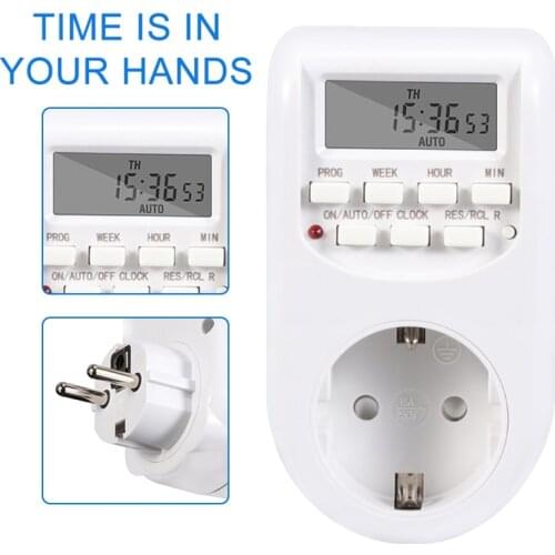 Smart Digital Plug EU 220V 10A Timer Switch Energy Saving Kitchen Timer Socket Outlet Energy-saving Electronic Timer Programming