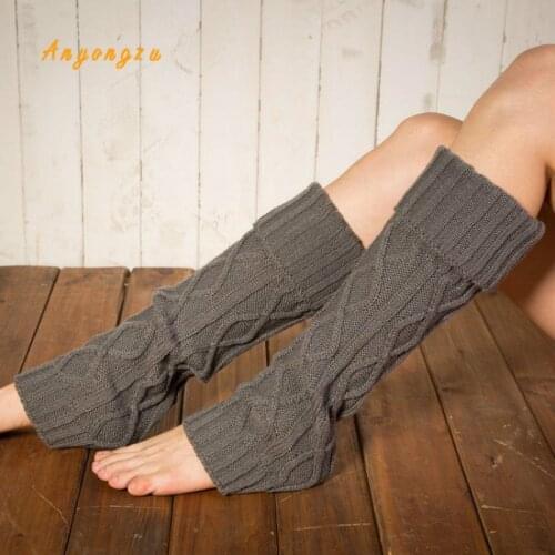 Knitted Wool Thermal Protection Leg Long Winter Feet Stacking Legging Warmer Solid Color Body Warmer Polainas