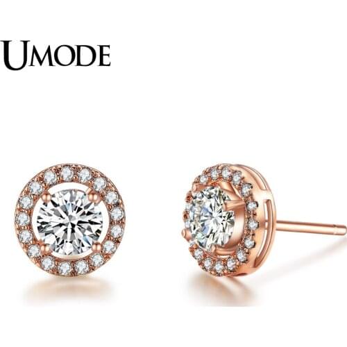 UMODE New Design Fashion CZ Crystal Stud Earrings for Women Trendy Wedding Jewelry Engagement Gift Boucle Bijoux Femme AUE0012A