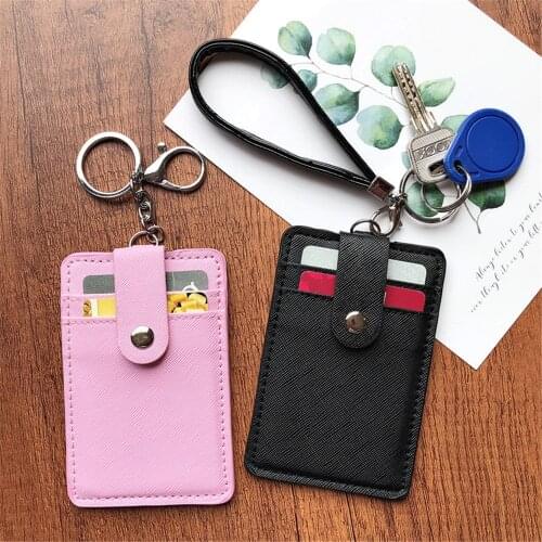 1pc Portable Key Chain ID Bus Card Cover Bank Credit Cards Protect Case Business Card Holder Id Holder Card Wallet Key Chain
