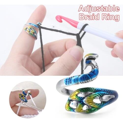 1Pcs Peacock Shape Knitting Loop Crochet Loop Knitting Household Accessories Adjustable Knitting Ring Finger Wear Thimble Tools
