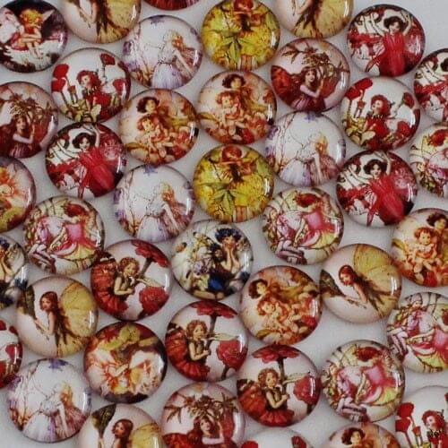 10mm Mixed Style Butterfly Girl Round Glass Cabochon Flatback Photo Jewelry Finding Cameo Pendant Settings 50pcs/lot (K03746)