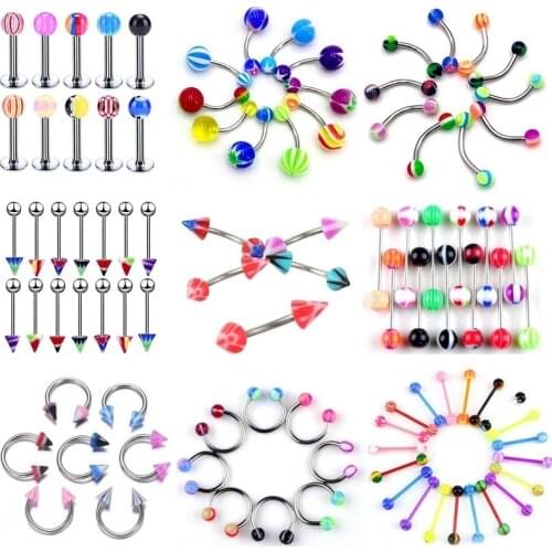 10pcs/Set Stainless Steel Eyebrow Piercing Lot Tongue Piercings Snake Eyes Pack Eyebrow Piercing Jewelry Lote