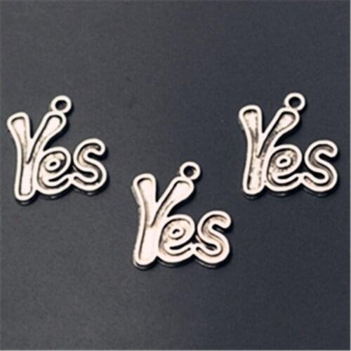 Yes charm, Yes Pendant, Bracelet Charm, Silver color Yes Charm, Jewelry Finding, Necklace Pendant, Word Charm,10pcs 24*20mm