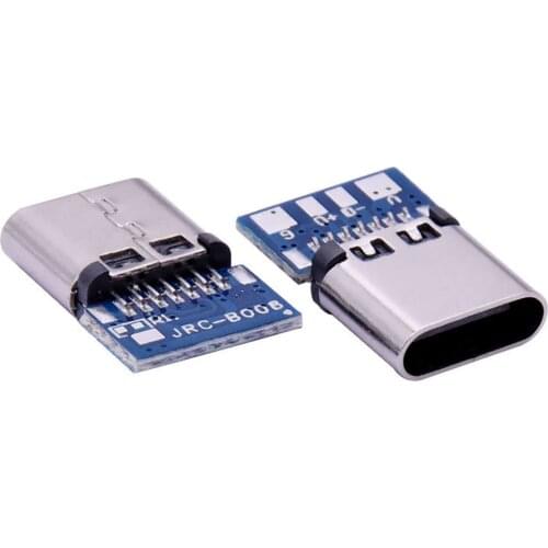 10pcs USB 3.1 Type C Connector 14 Pin Female Socket receptacle Through Holes PCB 180 Vertical USB-C Port Charging Data Jack