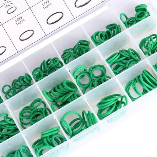 18 Sizes 270pcs Car Truck Replacement Air Conditioning Green O-Ring Tools with convenient resealable plastic case