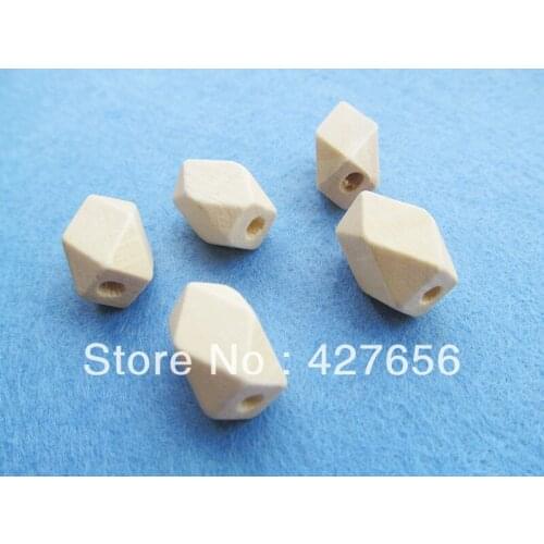 200pcs 12.00mmx16.00mm Unfinished Faceted Natural Wood Spacer Beads,14 Hedron Geometricf Figure Wooden Beads Charm Finding,DIY