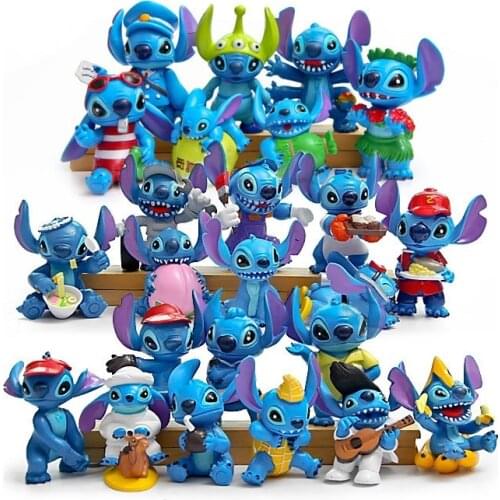 24pcs/set 4.5-6.5cm Stitch Cute Mini Figure Doll PVC Cartoon Stitch Decoration Toys Gift