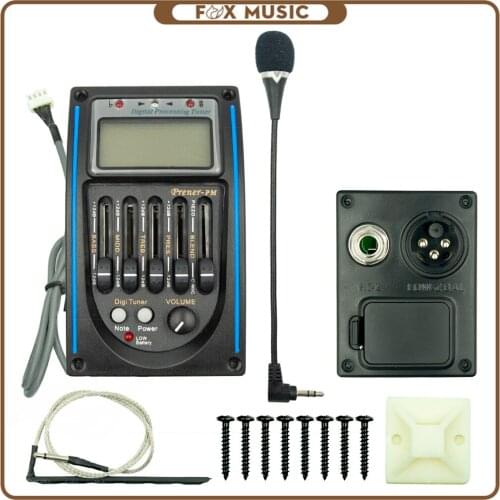 5 Band Acoustic Guitar EQ Preamp Prener-PM 5-Band EQ Equalizer Pickup Tuner LCD W/ Microphone
