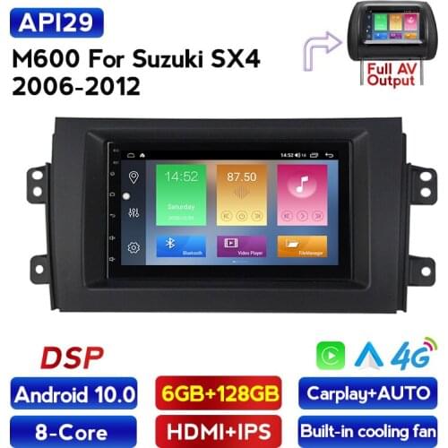 6+128 Android 10.0 DVD 2Din Car Radio Multimedia Video Player Navigation GPS For Suzuki SX4 2006-2011 2012 Carplay AUTO