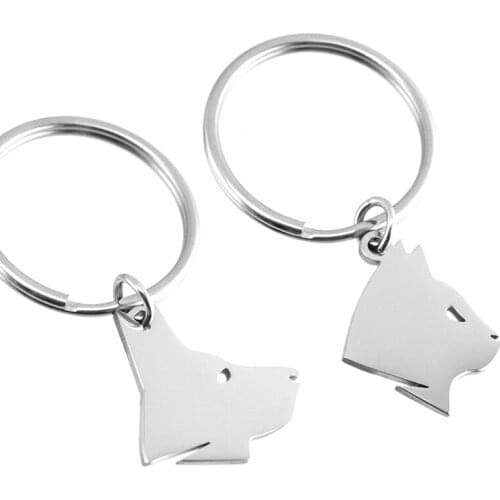 Keychain Hunter dog head charm cat head pendant name tags blank pet tags Stainless steel mirror polished charms 50pcs