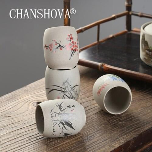 CHANSHOVA 150ml Traditional Chinese Style Hand Painted Ceramic Teacup Small and Large mug Coffee cup China Pottery tea set H393