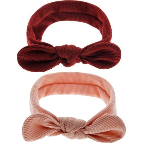 Cute Baby Boys Girls Kids Headwear Baby Accessories Toddler Solid Ribbed Hairband Headband Stretch Turban Rabbit Head Wrap