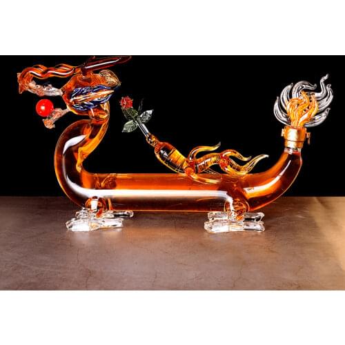 Cool design Dragon shaped with a Ginseng on the back style wine whiskey decanter for Liquor Scotch Bourbon DDC-210