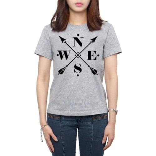 Good Design Summer Girls Tops Arrow Compass Graphic Print Leisure T shirt For Women