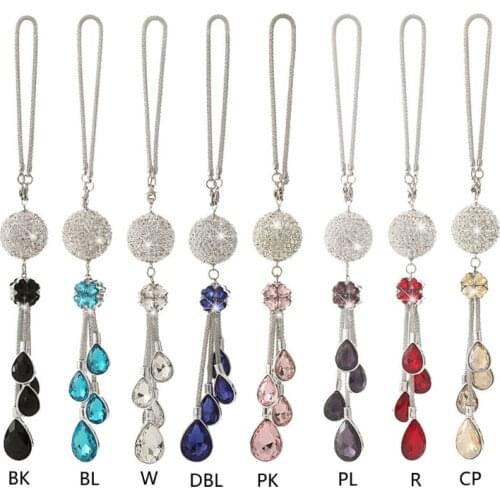 Crystal Car Pendant Rear View Mirror Ornament Creative Auto Diamond Decoration Car Pendant Hanging Metal Crystal Ball