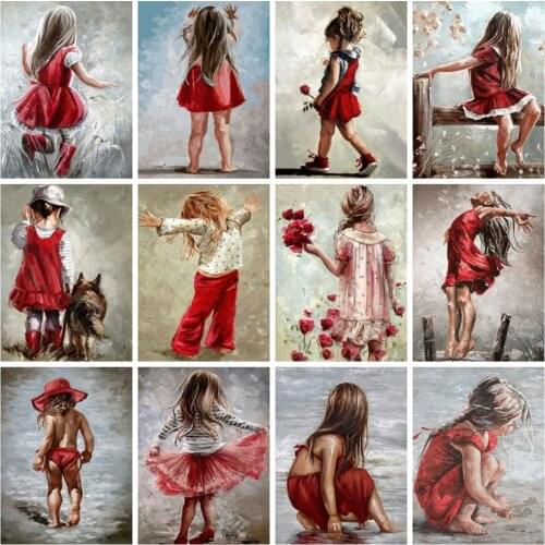 Huacan Square/round Diamond Painting New Arrival Girl Mosaic Child Wall Decor Embroidery Cross Stitch Portrait Diamond Art