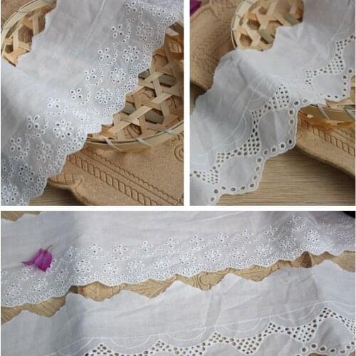 14Yards Exquisite Cotton Cloth Embroidery Lace Fabric Garment Needlework Sewing DIY Handmade Accessories Clothes Decoration 287