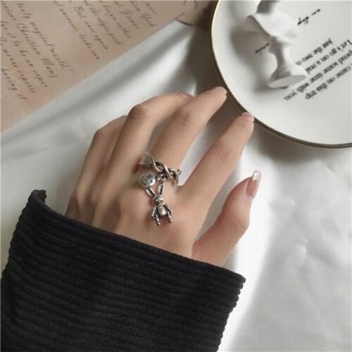 Smiley face ring female fashion personality cool trend retro hip hop ring