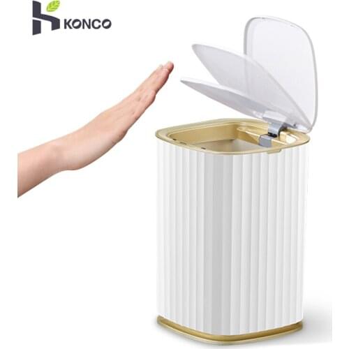 Konco Smart Trash Can Automatic Touchless Infrared Motion Sensor Bin Trash Can,Kitchen Bathroom Cupboard Waste Dust Bin 12L/15L