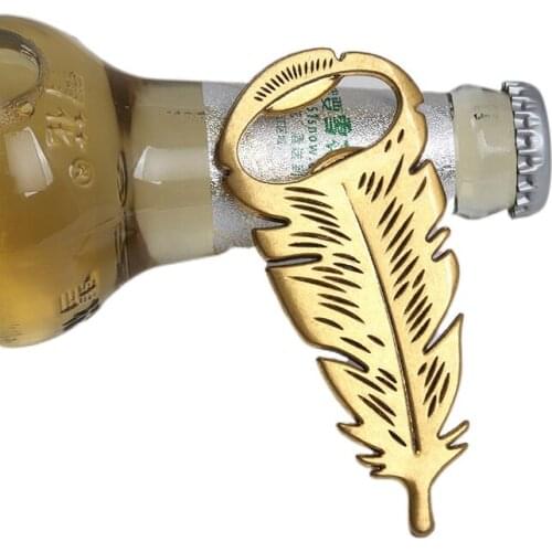 Kitchen Gadgets and Accessories Zinc Alloy Golden Feather Shape Beer Bottle Opener Wedding Gifts for Guests Drink Opener Gadgets