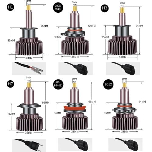 Lamps for Front Lights 360 Degree 6 Sides CSP Chips H1 H3 H11 H7 9005 9006 Fog Car Lamp IP67 Wide Range Lighting Copper 6K 6000K