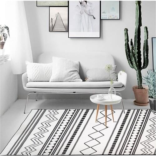 200*300cm small fresh bohemian black and white geometric ethnic style bedroom living room crystal velvet floor mat carpet
