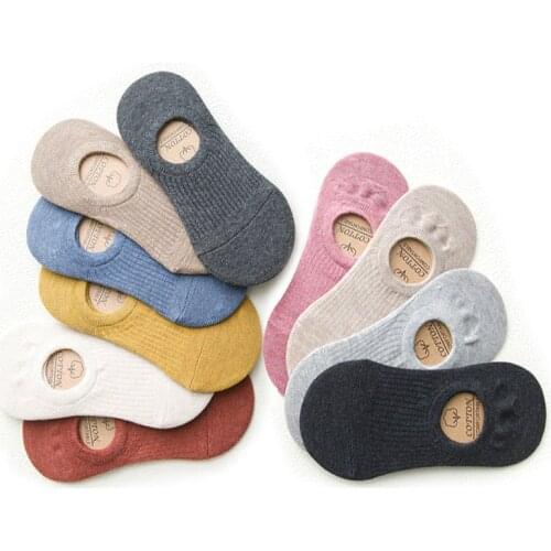 5 pairs Casual Cotton Invisible Summer Boat No Show Socks Non-slip Women Short Low Socks Slippers Silicone Socks size EU 35-40