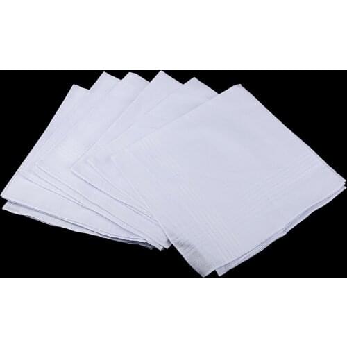 12 pcs Men Women 100% Cotton Handkerchiefs Soft Pocket Hanky White Handkerchiefs