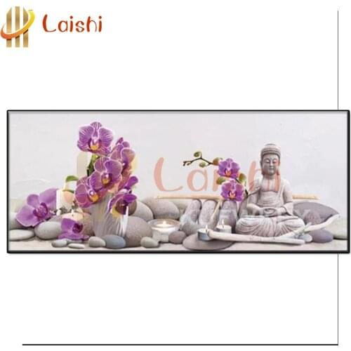 New Buddha with orchids zen stone diamond mosaic full drill square embroidery pictures rhinestones diy diamond painting sale