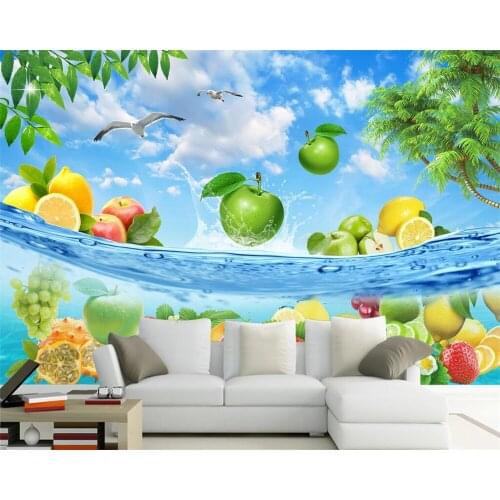Beibehang papel de parede Custom wallpaper HD Fruit Fresh Apple Lemon Coconut Tree Restaurant 3d wallpaper mural papier peint