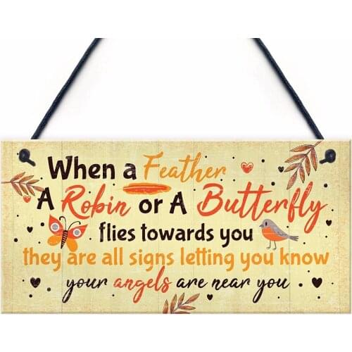 Meijiafei Robin Memorial Hanging Plaque Garden Sign Rememberance Bereveavement Family Grave Gift 10" X 5"