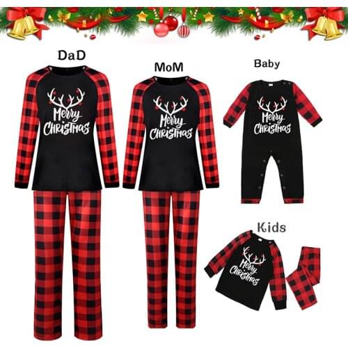 Christmas Family Matching Clothes Pajamas Set Letters Clothes Mother Daughter Father Son Baby Romper Matching Christmas Outfits