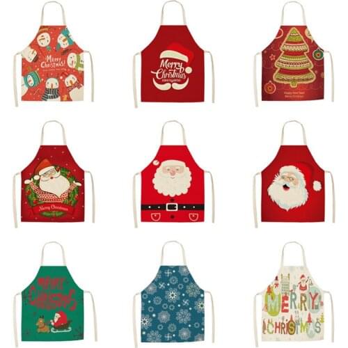 Linen Merry Christmas Apron Christmas Decorations for Home Kitchen Accessories New Year Christmas Gifts Dropshipping