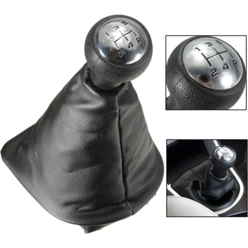 Black Chrome Leather Car Auto 5 speed Manual Gear Stick Shift Lever Knob fit for Peugeot 207 307 406