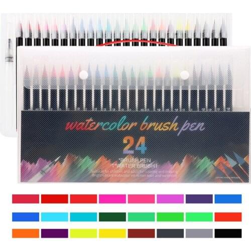 48 Color Soft Head Watercolor Brush Pens Art Marker Pens for Drawing Coloring Books Manga Calligraphy School Supplies Stationery