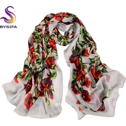 [BYSIFA] New grey Silk Scarf Shawl Women Summer Beach Shawl Cover-Ups Spring Autumn Long Scarves Extended Winter Warm Scarves
