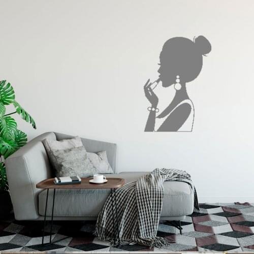 Sexy girl lips leaf decal beauty salon tattoo studio bar bachelor party room decoration vinyl wall sticker DW20545