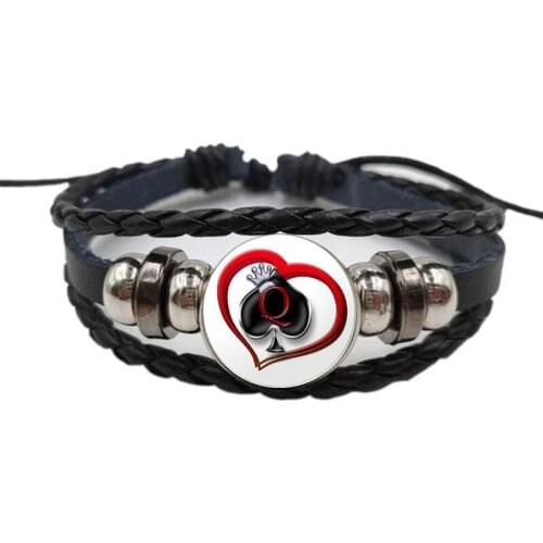 Vintage Jewelry Glass Cabochon Charm Bracelet Spades Poker Art Picture Bracelet MenS And WomenS Gifts