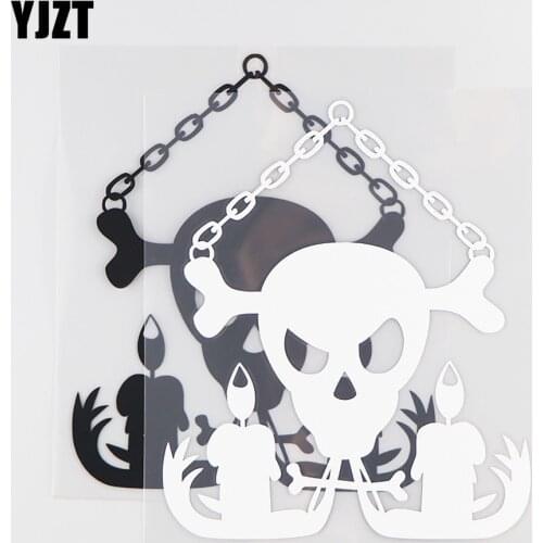 YJZT 13×15.6CM Skull Chandelier Personalized Decoration Car Stickers Fashion Creative Vinyl Decals Black/Silver 20D-0138