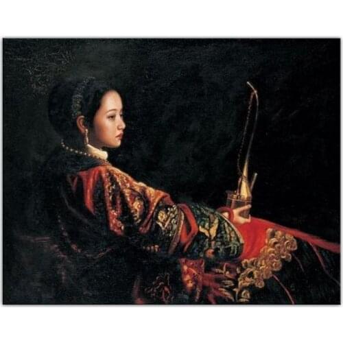 Woman in Qing dynasty - Chinese Girl oil paintings reproduce oil painting of Chen Yifei