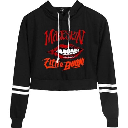 Women Autumn/Winter Maneskin Crop Tops Pullover Female Long Sleeve Navel Hoodies Sweatshirt 2021 Harajuku Fashion Clothes