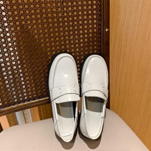 2021 New Spring/Autumn Women Pumps Round Toe Slip-On Low-heel Solid Loafers Thick Bottom Leather Women Shoes Plus Size 34-43