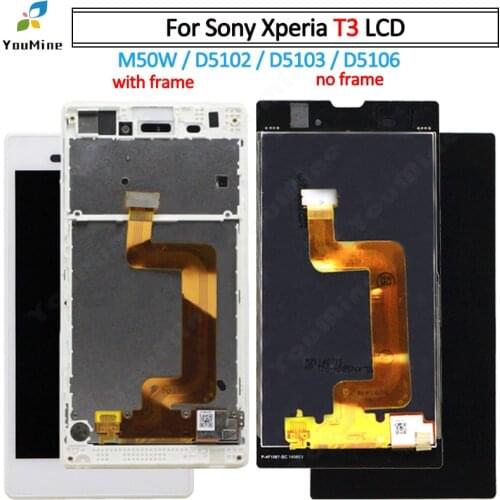 AAA+ quality LCD For Sony Xperia T3 m50w D5102 D5103 D5106 LCD Screen Display +Touch Screen + Frame Digitizer for Sony T3 lcd