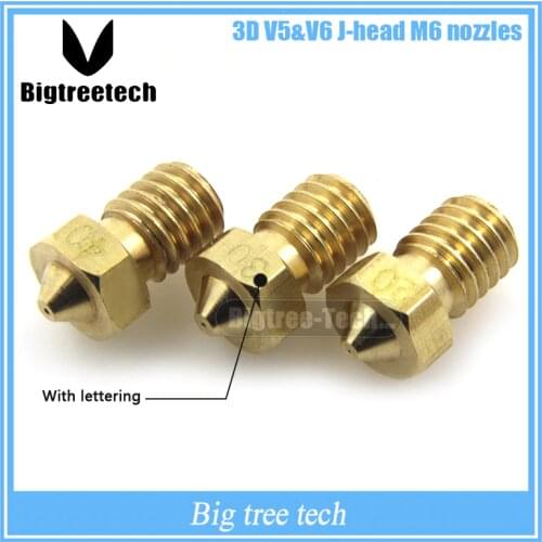 1Pcs 3D printer 3D V6&V5 J-Head brass nozzle extruder nozzles 0.2/0.25/0.3/0.4/0.5/0.6/0.8/1.0 mm For 1.75/3.0mm supplies