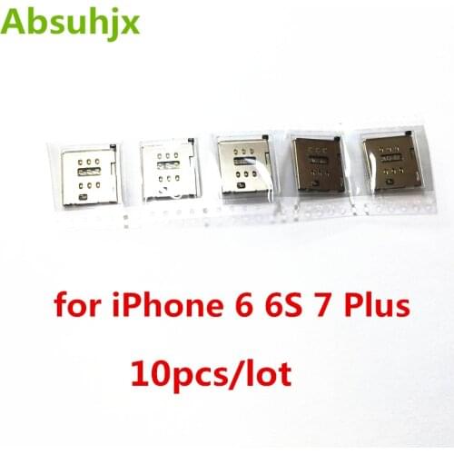 Absuhjx 10pcs SIM Card Tray Holder Socket Slot for iPhone 6S 7 Plus 6 6G 7P 6SPlus SIM Reader Replacement Parts