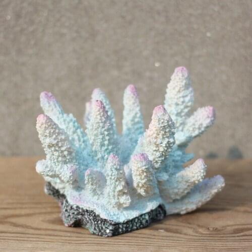 2 pieces Fish tank simulation coral aquarium rockery decoration coral reef light blue coral