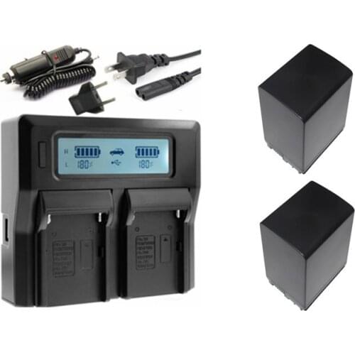 2X BP-828 BP828 Full Decoded 2670mAh Battery + Dual AC/USB Charger Kits for Canon VIXIA HF G30, G40,XA20, XA25, XA35