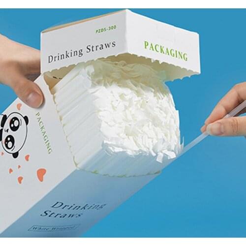 300 Pcs Boxed Disposable Transparent Drinking Straws Household Independent Packaging Straws Birthday Party Dinner Supplies